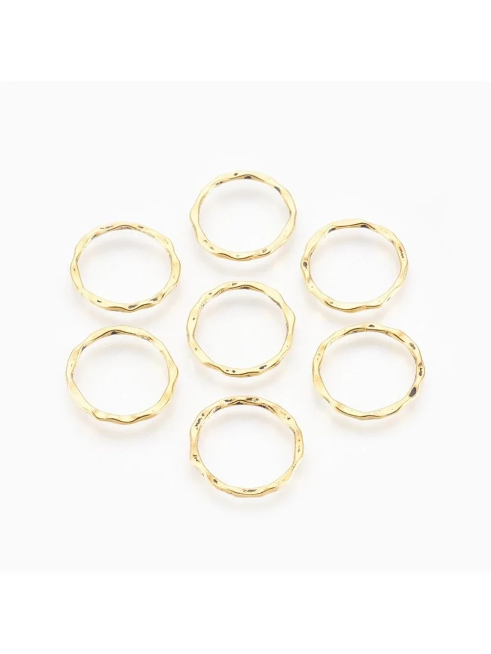 Avant Garde Hammered Antique Gold Plated Wavy Round 22mm Pendants Links 10 pcs